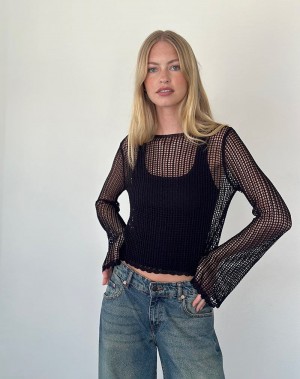 Zworki Motel Rocks Jessamyn Open Knit Damskie Czarne | IGH826UO