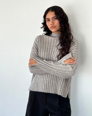 Zworki Motel Rocks Judah Oversized Chunky Rib Knit Damskie Głęboka Szare | CNH1112EA