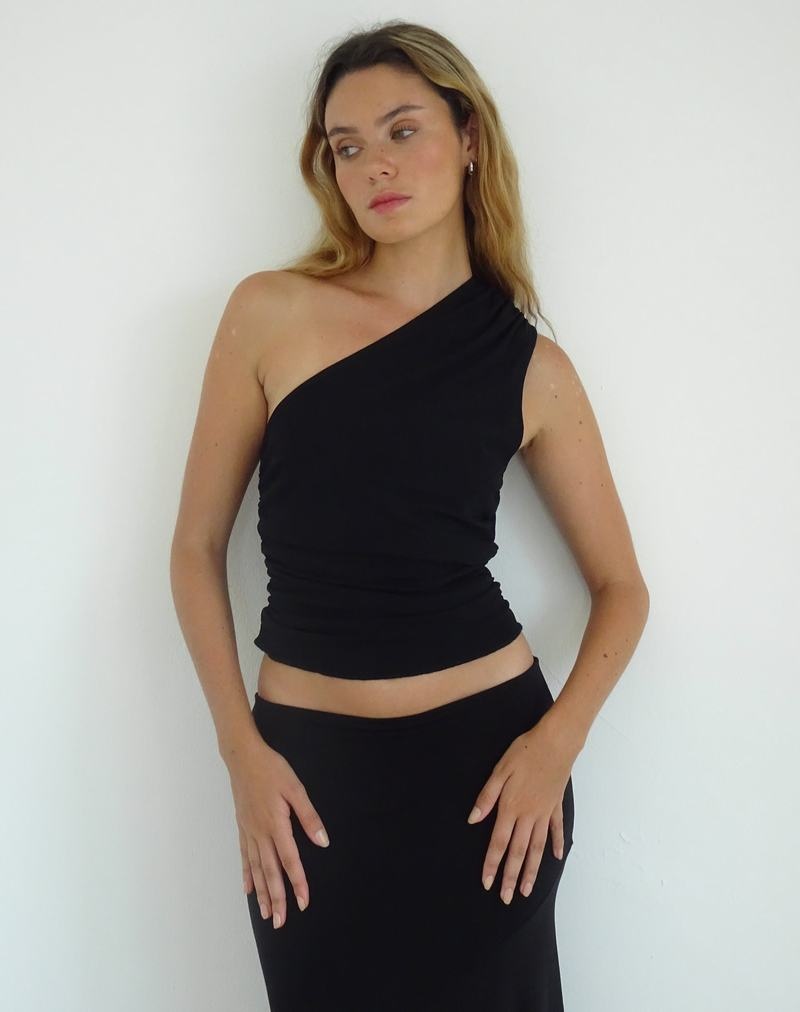 Kamizelka Motel Rocks Evelina One Shoulder Damskie Czarne | DIM2641FX