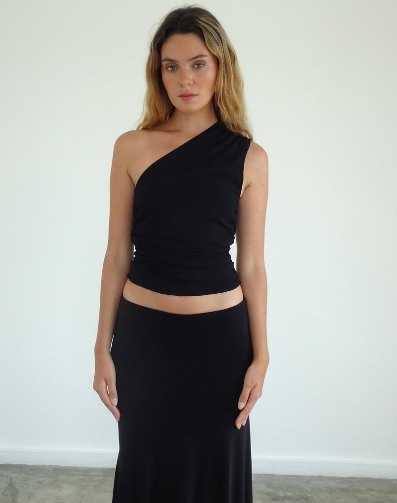 Kamizelka Motel Rocks Evelina One Shoulder Damskie Czarne | DIM2641FX