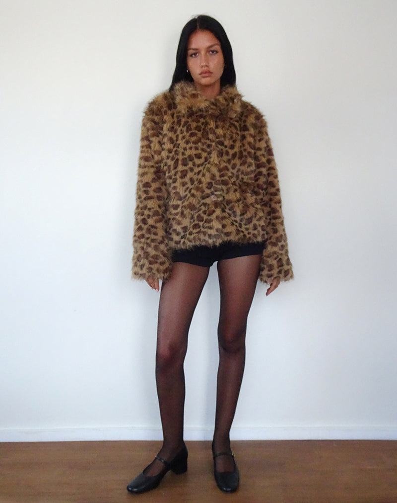 Kurtki Motel Rocks Joji Crop Faux Fur Damskie Brązowe | RLJ397RD